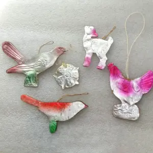 Set of 5 Old Antique Vintage Cardboard Christmas Ornaments