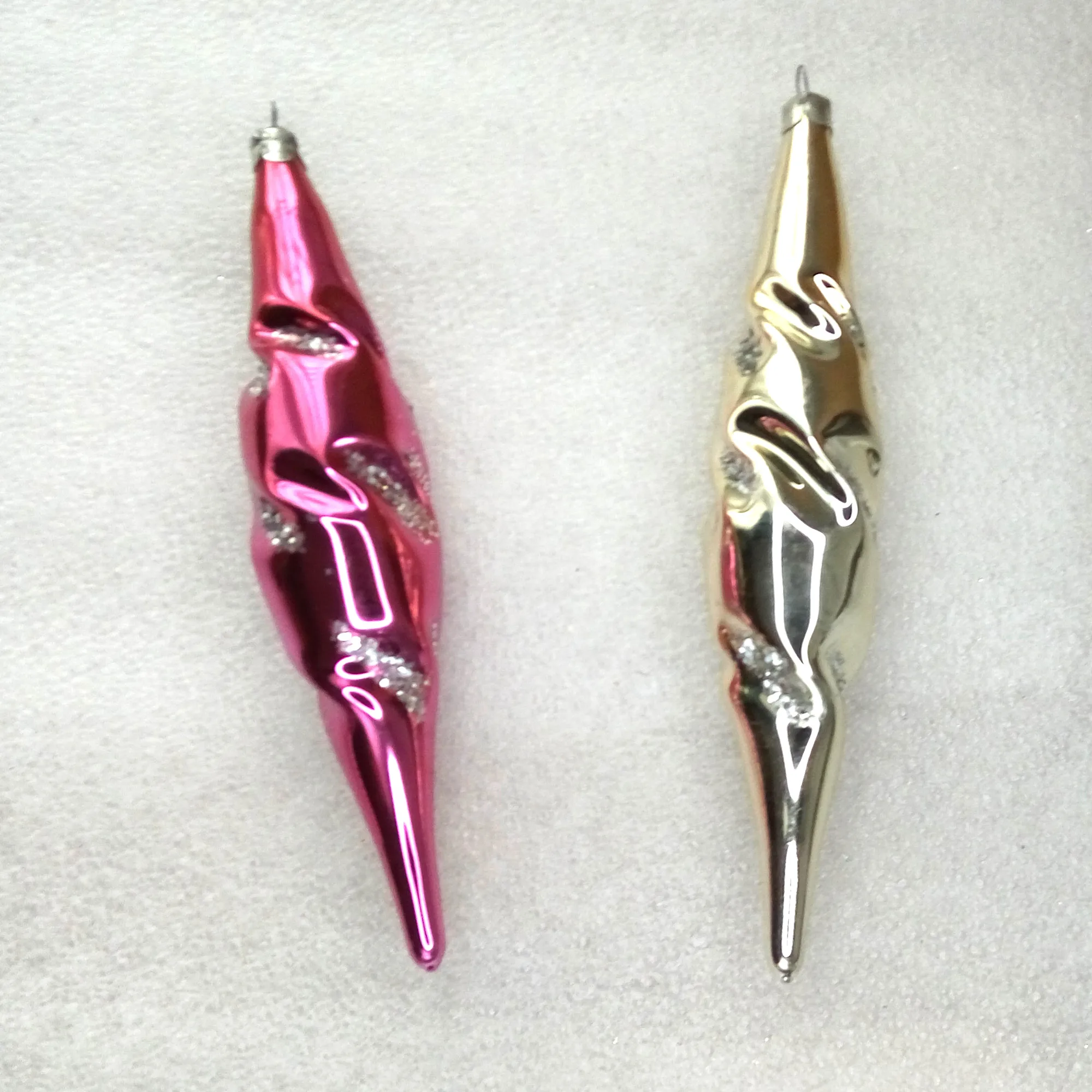 Set of 2 Old Antique Vintage Glass Christmas Ornament Icicles