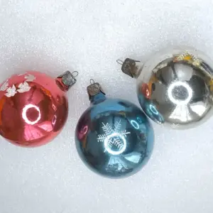 Set of 3 Antique Vintage Glass USSR Christmas Ornament Balls