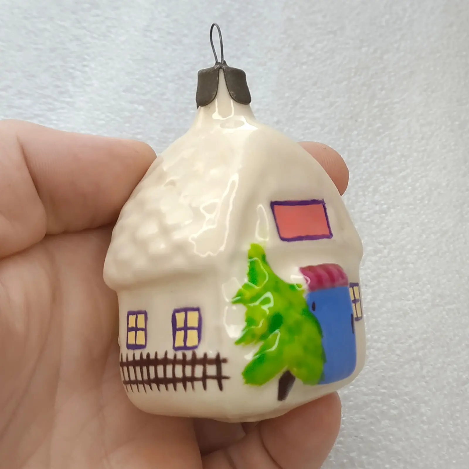 Antique Unique Vintage Glass Christmas Ornament House