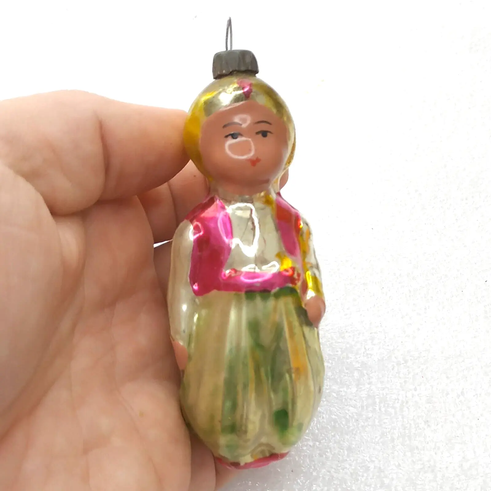Antique Vintage Glass USSR Christmas Tree Ornament Old Aladdin