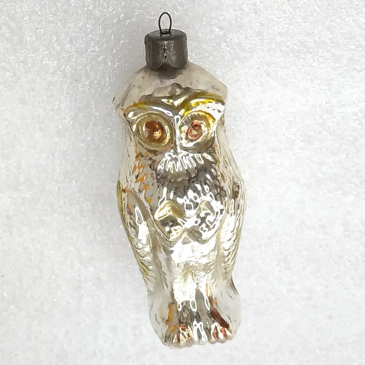 Antique Vintage Mercury Glass USSR Christmas Tree Ornament Owl