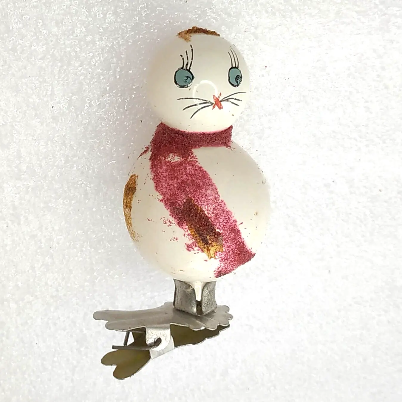 Antique Vintage Glass USSR Christmas Tree Ornament Cat