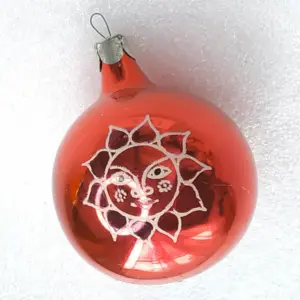 Vintage Silver Glass Christmas Ornament Tree Antique 1970s Decor Ball Sun