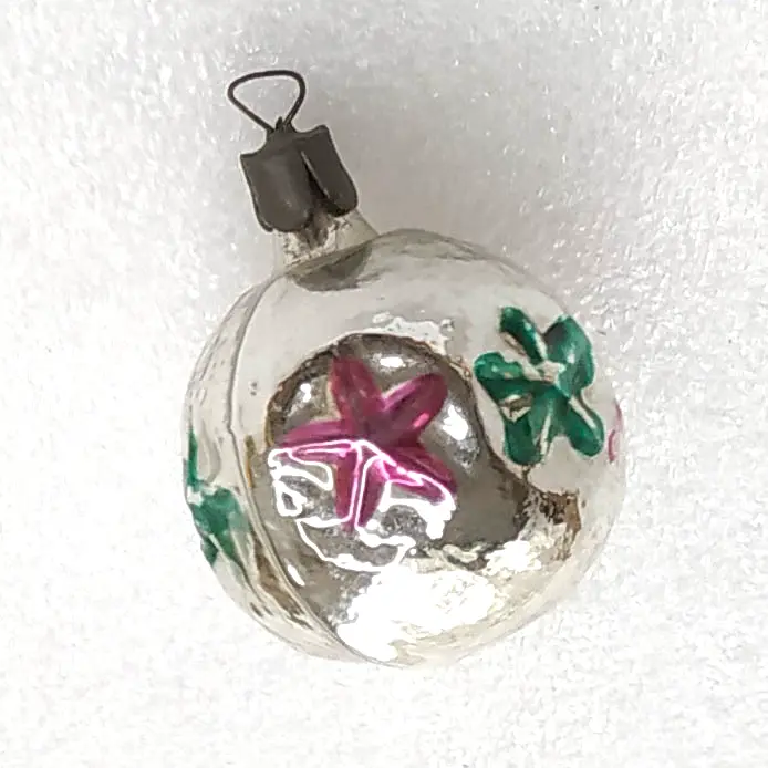 Vintage Silver Glass Christmas Ornament Tree Antique 1950s Star