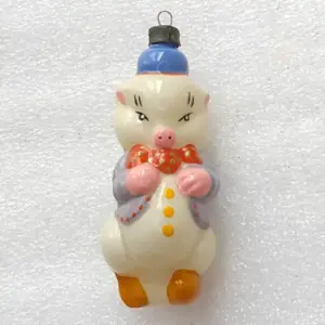 Vintage Glass Christmas Ornament Antique Tree Decor Unique Restored Piglet