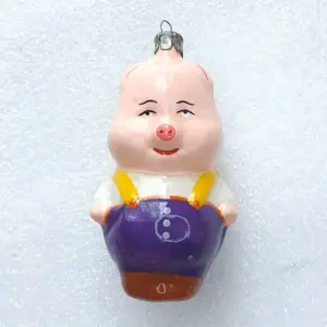 Vintage Glass Christmas Ornament USSR Antique Unique Piglet