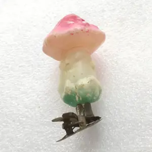 Vintage Glass Christmas Tree Ornament Soviet 1960s Decor Mushroom