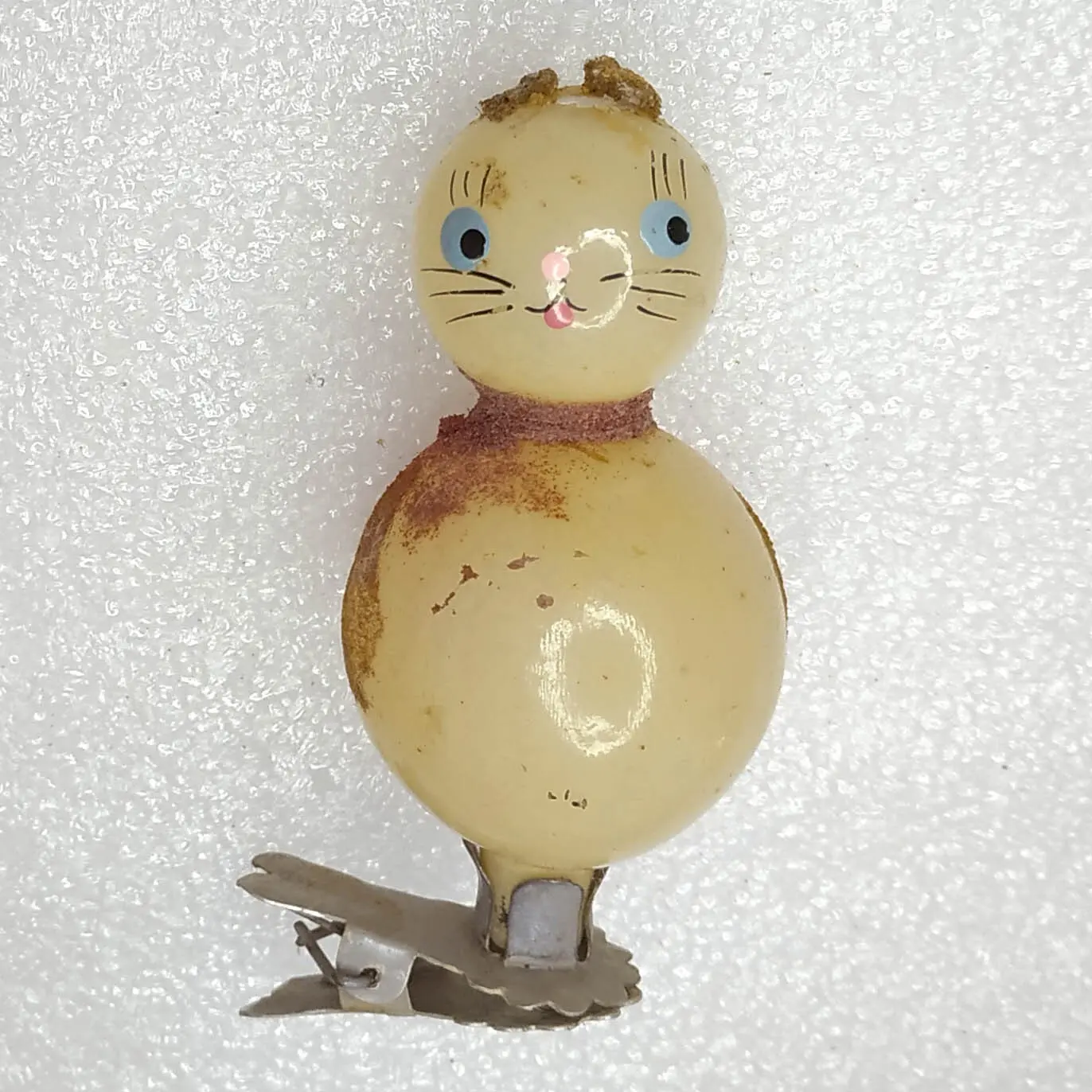 Antique Vintage Glass Christmas USSR Tree Ornament Cat