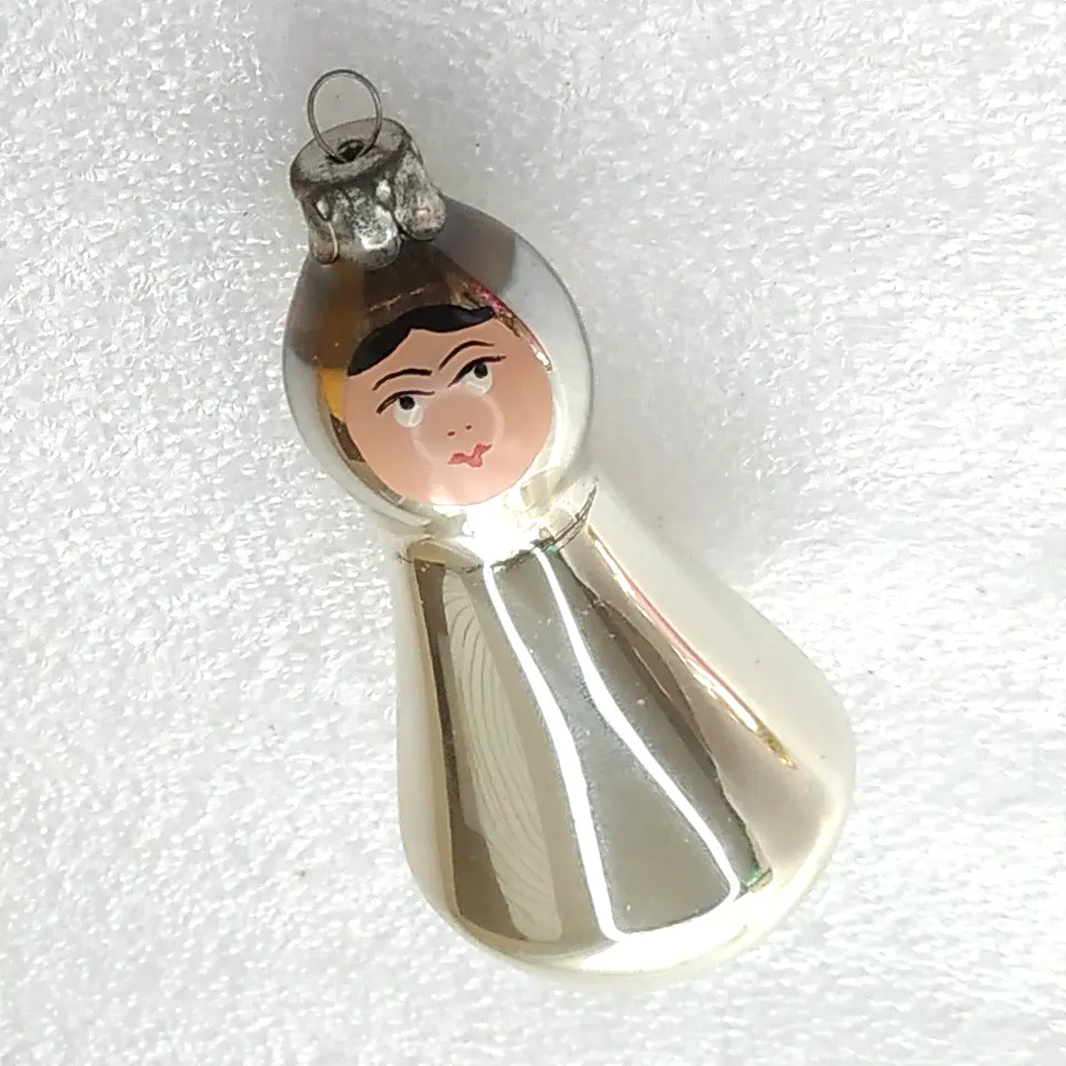 Antique Vintage Mercury Glass USSR Christmas Tree Ornament Doll