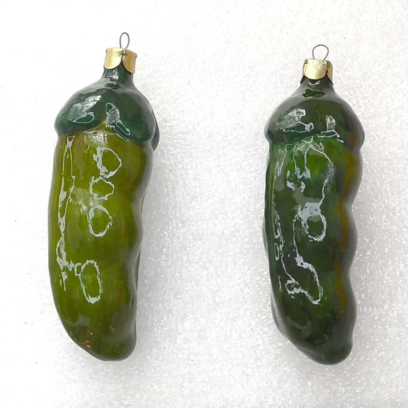 Set of 2 Unique Antique Vintage Glass Christmas Ornaments Beans