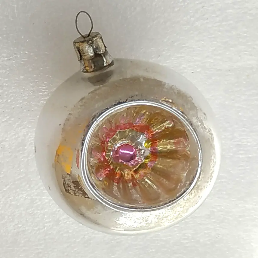 Antique Vintage Silver Glass USSR Christmas Ornaments Lantern