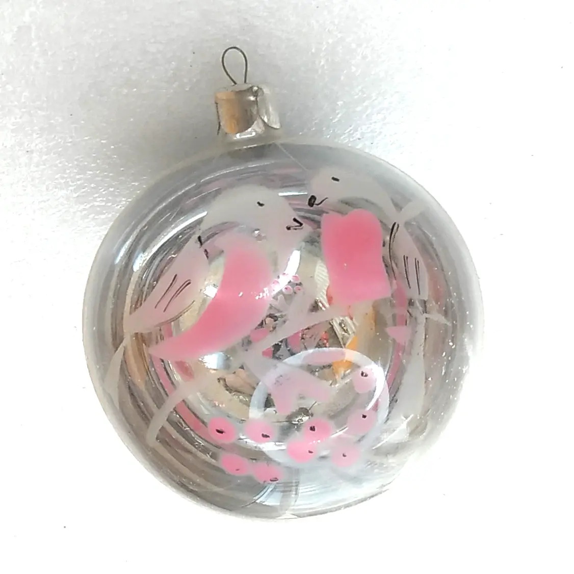Antique Vintage Silver Glass USSR Christmas Ornaments Ball Birds