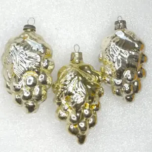 Set of 3 Antique Vintage USSR Glass Christmas Ornament Toy Grapes