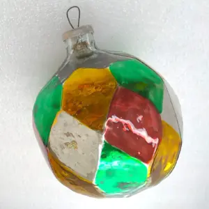 Huge Antique Unique Vintage Silver Glass Christmas Ornament Ball