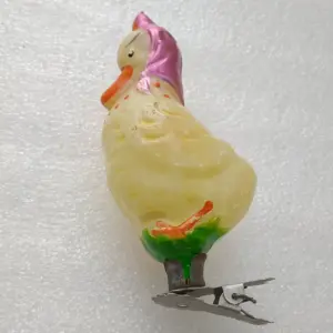 Antique Vintage USSR Glass Christmas Ornament Lady Goose