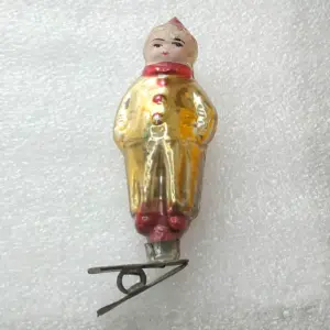 Antique Vintage Silver Glass USSR Christmas Tree Ornament Boy