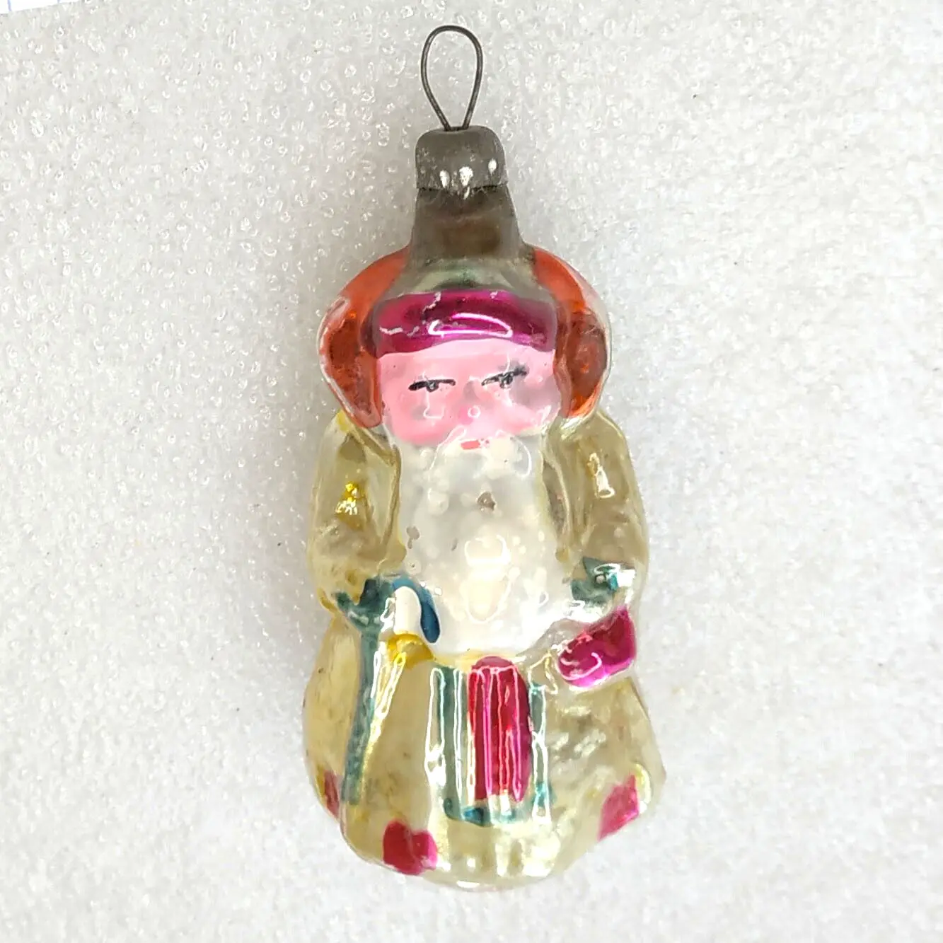 Antique Vintage Russian Glass Christmas Ornament Santa