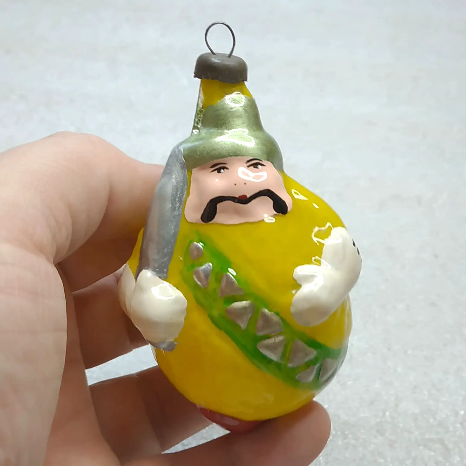 Vintage Glass Christmas Tree Ornament Signor Lemon Retro USSR Decor