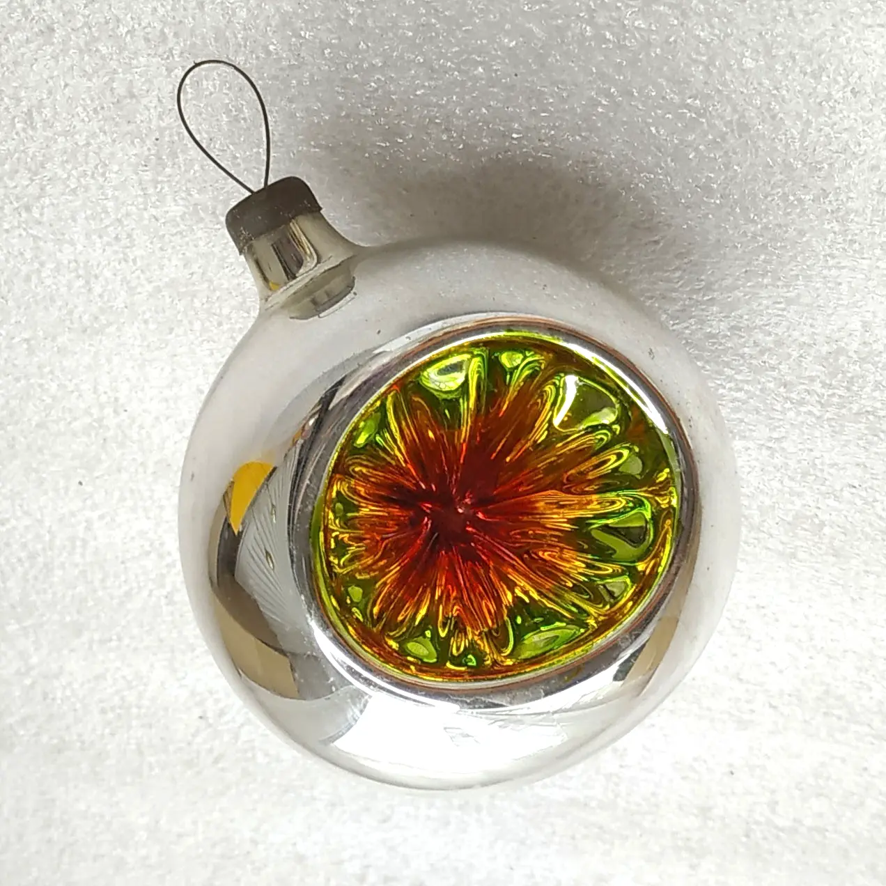 Vintage Soviet Silver Glass Christmas Tree Ornament Reflector Lantern Retro