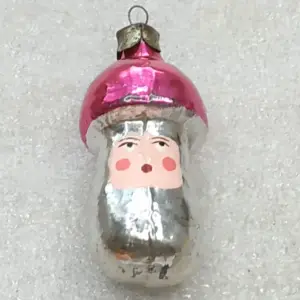Vintage Soviet Glass Christmas Tree Ornament Mushroom Face Retro Decor