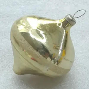Vintage Christmas Silver Glass Ornament USSR Spinning Top