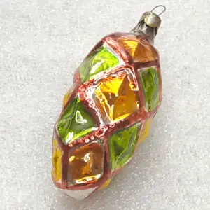 Vintage Silver Glass Christmas Tree Ornament Cone USSR Toy Restored