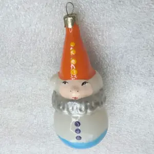 Vintage Glass Christmas Tree Ornament Gnome Elf Fairy Tale USSR Toy