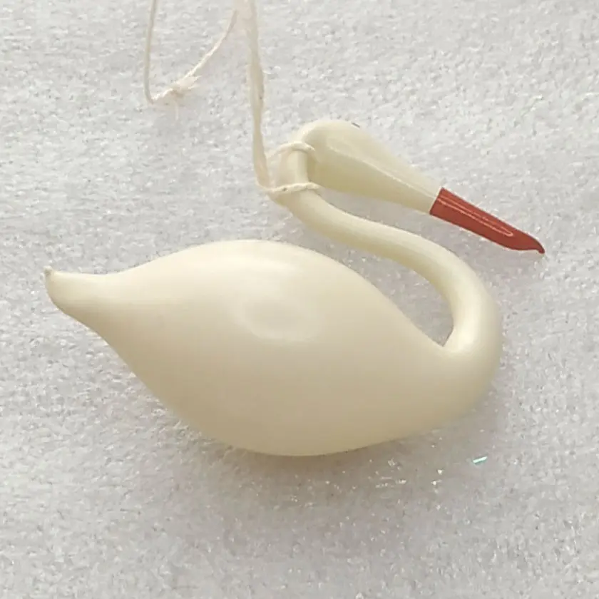 Vintage Glass Christmas Tree Ornament Swan Bird USSR Toy Restored Decor