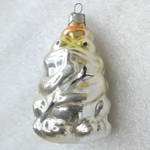 Vintage Silver Glass Christmas Ornament Frog Princess USSR Tree Toy