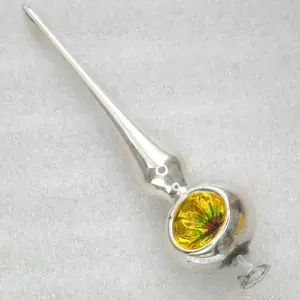 Vintage Silver Glass Christmas Tree Topper Finial Reflector USSR Toy
