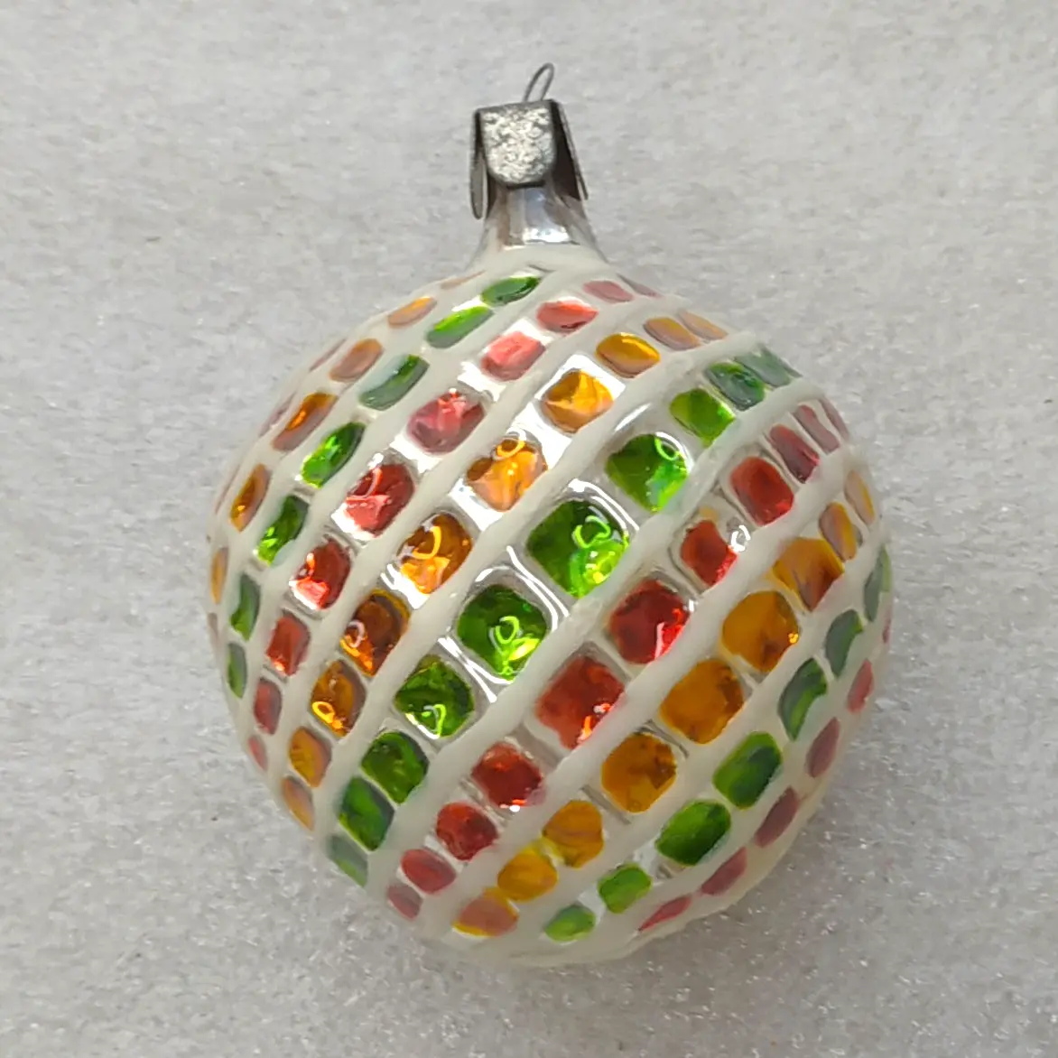 One-of-a-Kind Vintage Glass Christmas Ornament Hand-Painted Stained Glowing Art