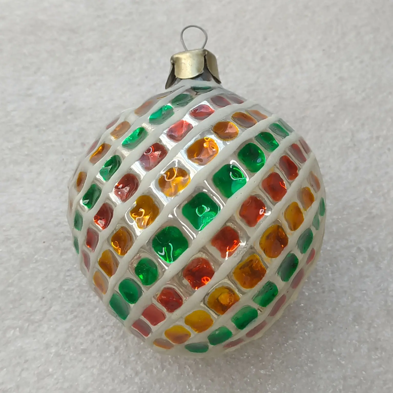 One-of-a-Kind Vintage Glass Christmas Ornament Hand-Painted Stained Glowing Art