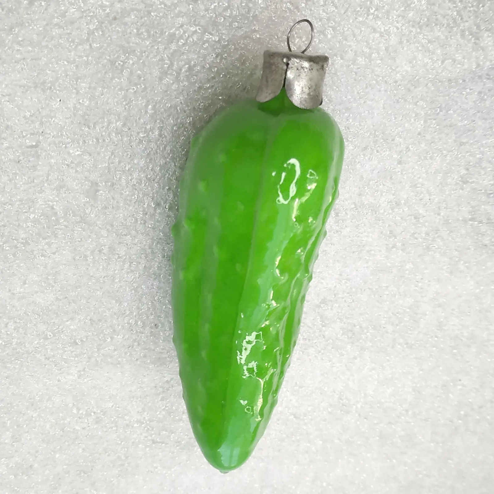 Restored Vintage Soviet Glass Christmas Ornament Cucumber Gherkin Figural Retro