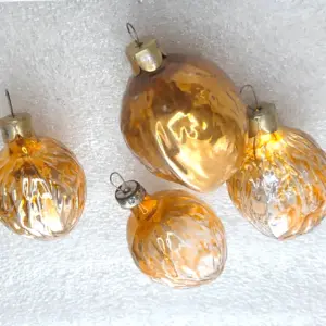 Lot 4 Vintage Glass Walnut Ornaments USSR Christmas Antique Decror