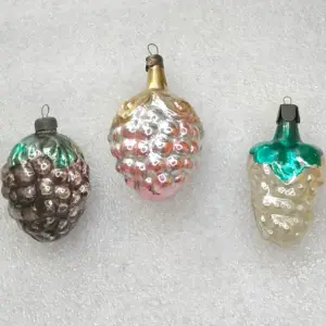 Set of 3 Antique Vintage Glass Christmas Tree USSR Ornaments Decor Grapes