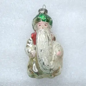 Antique Vintage Silver Glass Christmas USSR Tree Ornament Sultan