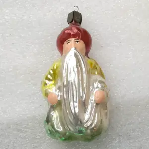 Antique Vintage Silver Glass USSR Christmas Ornament Sultan