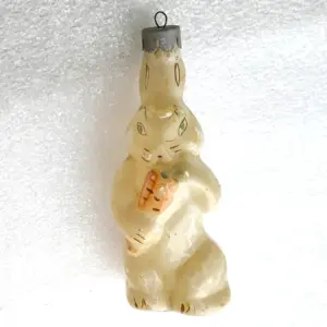 Vintage Glass Christmas Hare Ornament USSR Tree Antique Decor
