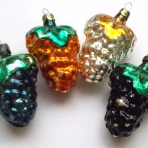 Set of 4 Vintage Russian Antique Glass Christmas Ornament Grapes