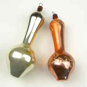 Set of 2 Antique Vintage USSR Silver Glass Christmas Tree Ornament Decor Jugs