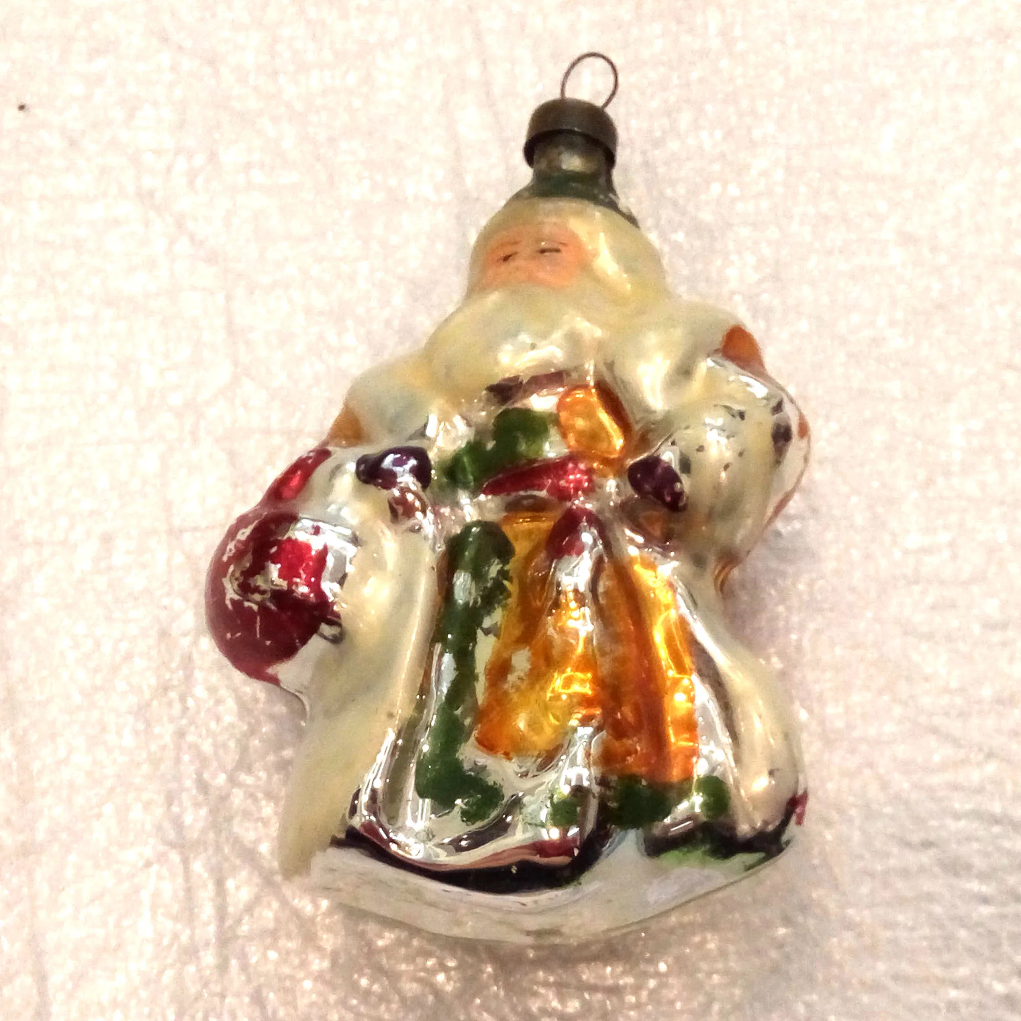 Vintage Ukraine Glass USSR Christmas Ornament Old Santa