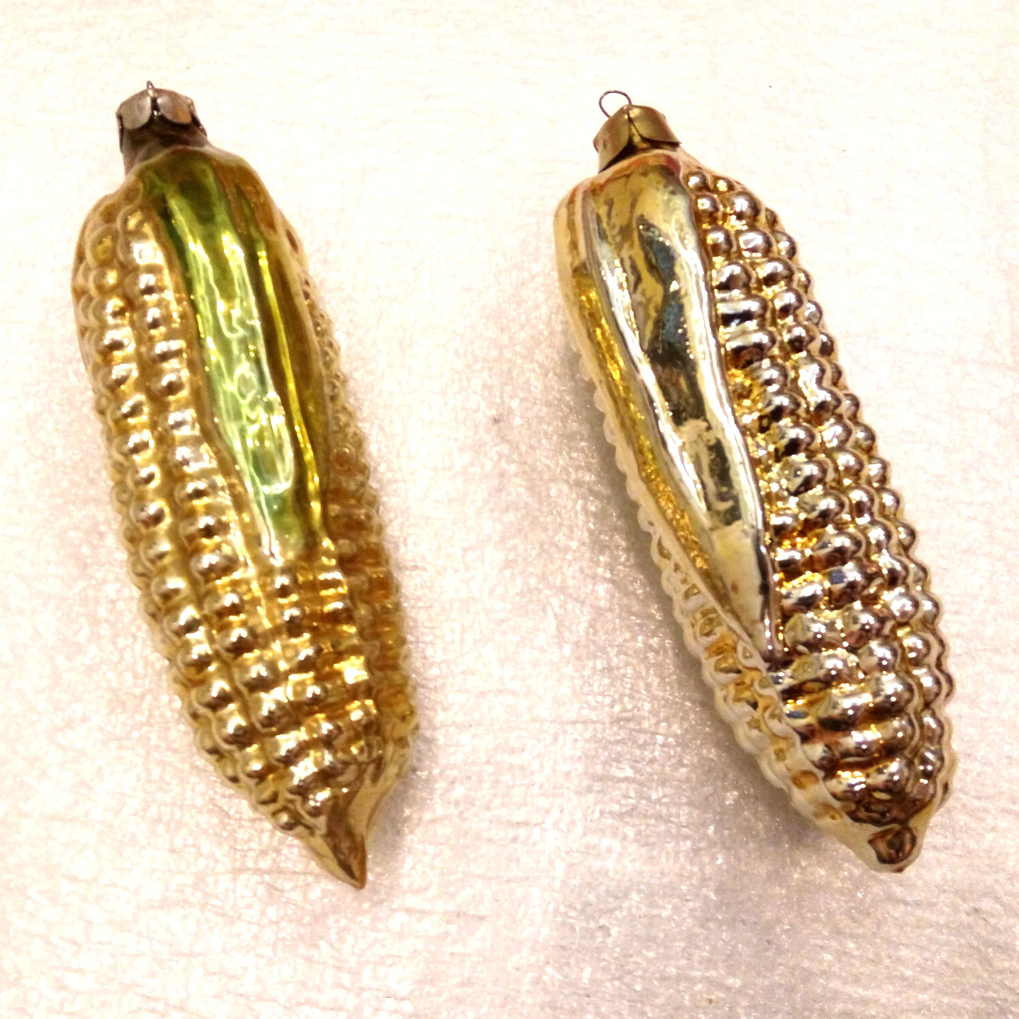 Set of 2 Antique Vintage Glass USSR Christmas Ornaments Old Corns