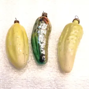 Set of 3 Antique Vintage USSR Glass Christmas Ornaments Pickles