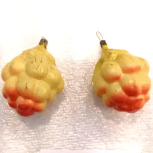 Set of 2 Vintage Antique USSR Glass Christmas Ornaments Berries