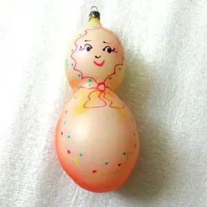 Big Vintage Glass USSR Christmas Ornament Doll