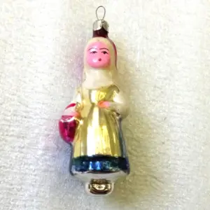 Vintage Antique Glass USSR Christmas Ornament Red Hood