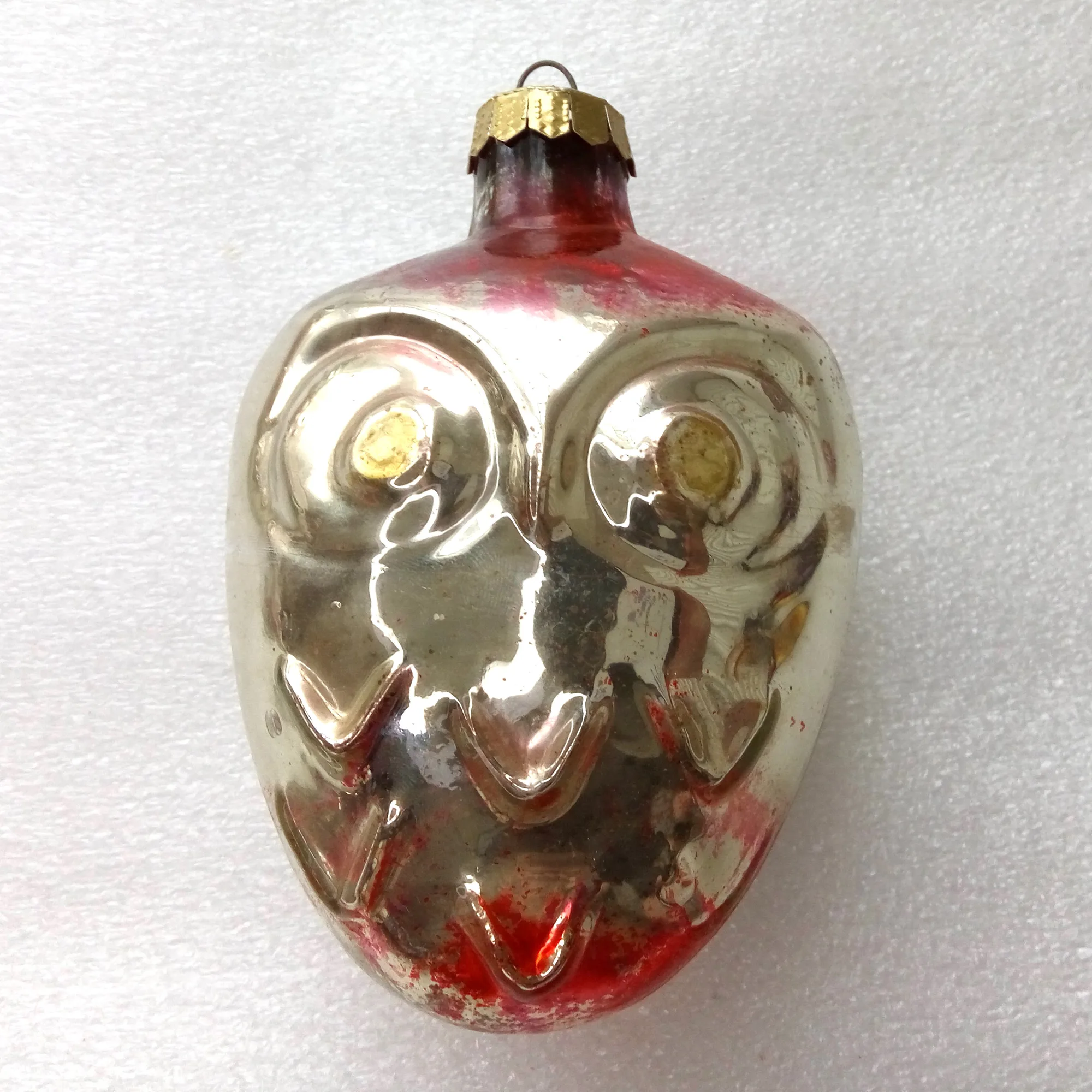 Huge Vintage Glass Christmas Ornament Big Owl