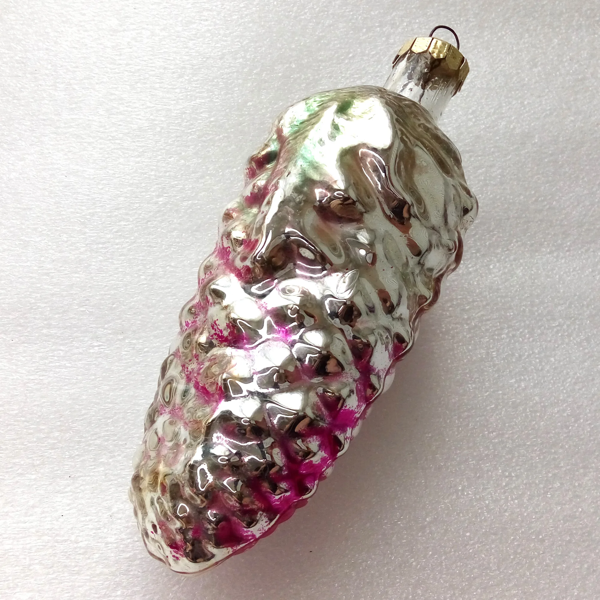 Huge Vintage Glass Christmas Ornament Pinecone