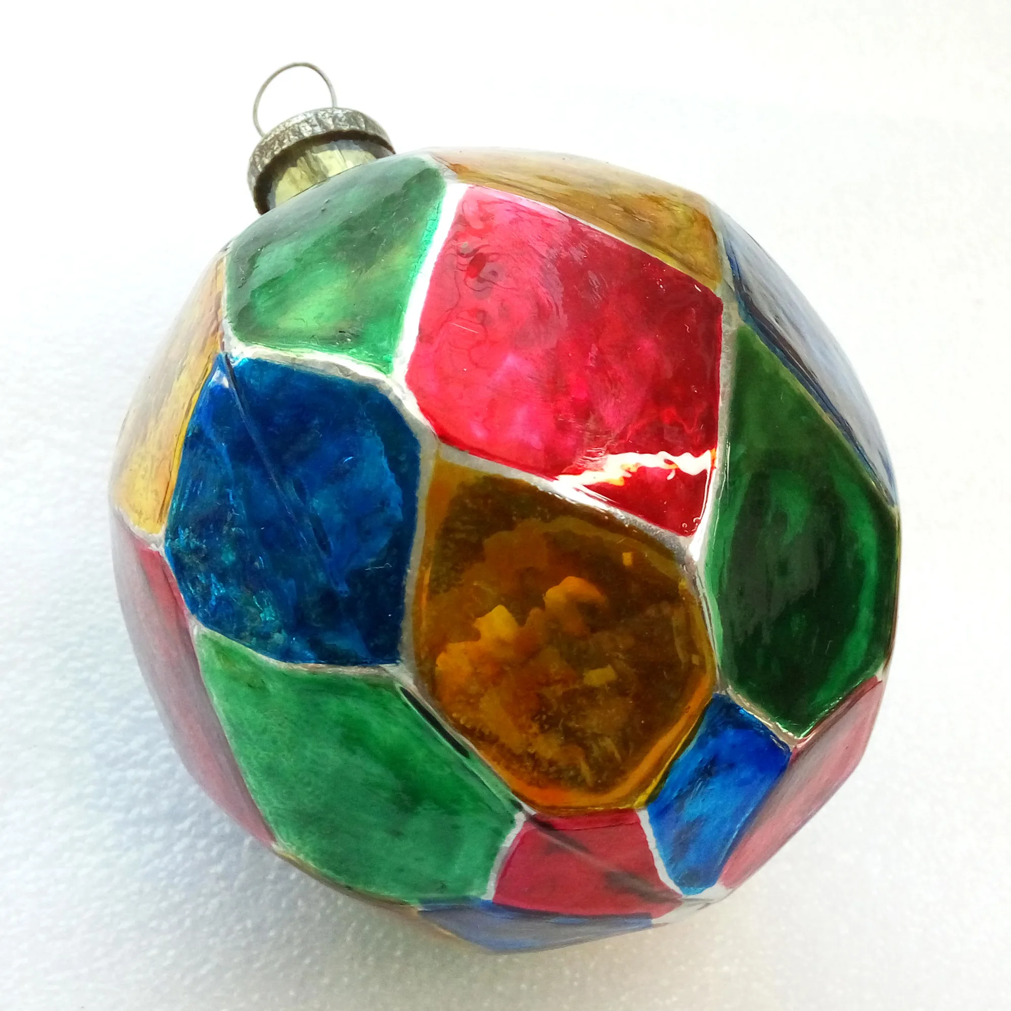 Unique Huge Vintage Glass Christmas Ornament Multifaceted
